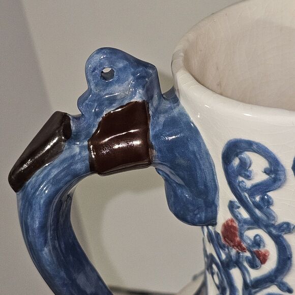 Atlantic Mold Decorative German Painted Pitcher Old World Circa. 1970 Vintage - Picture 12 of 16